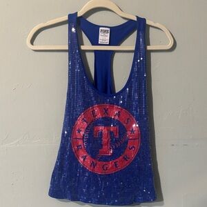 Pink! Victoria’s Secret Texas Rangers blue/red baseball ⚾️ MLB top sequins Large